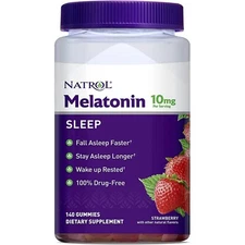 Natrol Melatonin 10Mg, Sleep Support, Strawberry Gummies, 140Ct