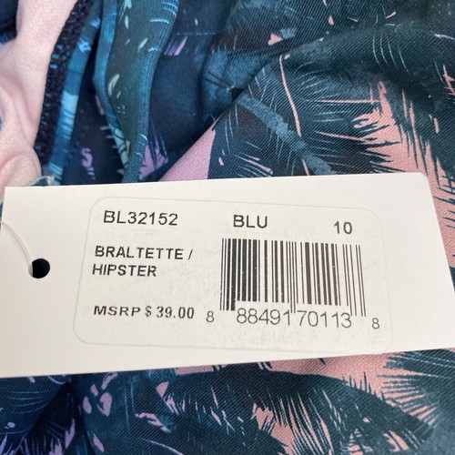 NWT Beach Lingo Big Girls 7-16 Santa Cruz Palm Side Tie Two-Piece Swimsuit Sz 10 - Picture 2 of 2