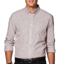 Chaps Dress Shirt Classic-Fit Poplin Button Down Long Sleeve Tattersall Red NWT
