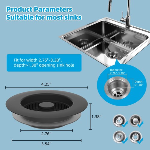 Stainless Steel 3 in 1 Kitchen Sink Drain Strainer trainer Stopper Drain Basket - Picture 52 of 61