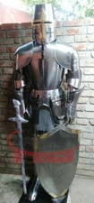 Templar Suit Of Armour Medieval Knight Combat Full Body Armor With SWORD & stand