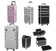 Pro 4in1 Aluminum Rolling Makeup Case Cosmetic Box Trolley Large Storage Space