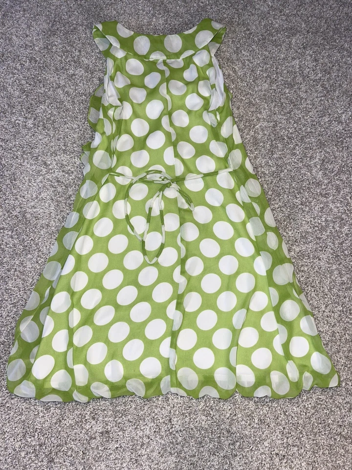 Vestido Speechless Niñas Verde Blanco Lunares Talla 8 Volantes Sin Mangas Pascua Foto 4 de 4