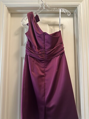 DAVIDS BRIDAL 84333 Plum dress bridesmaid one shoulder size 10 Purple | eBay