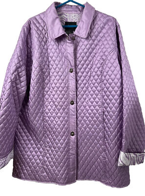 Womens dennis basso jacket silk Granny core large purple lavender quilted Preppy