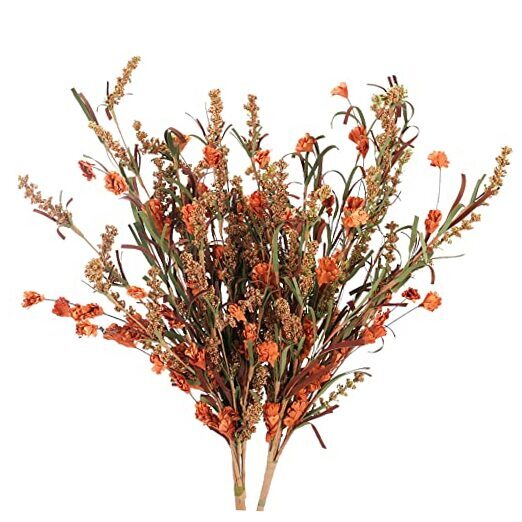 2Bundles Artificial Fall Flowers Stem Dried Floral Arrangement for Fall