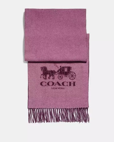 Bufanda silenciadora Coach 18782 caballo y carro cachemir rosa ciruela nueva con etiquetas original $195 - Imagen 5 de 6