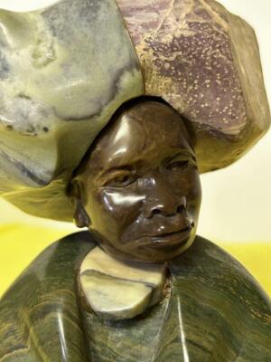 Paul Kgaile South African Tribal Woman Carved Multi-Stone