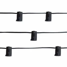 (Cord Only) 10 Socket Outdoor Patio String Light 21 FT Black Cord w/ E12 C7 Base