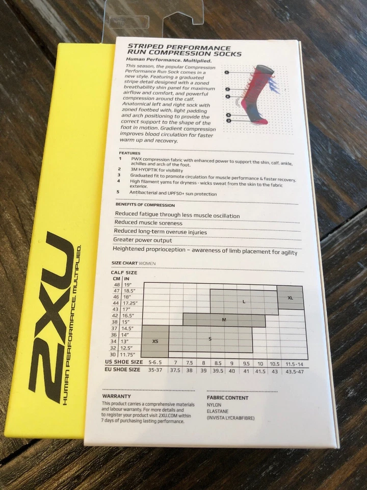 Calcetines de compresión a rayas CrossFit Run Lift 2XU gris rosa para mujer grandes NUEVO Foto 3 de 4