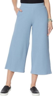 DG2 Diane Gilman DG Downtime Textured Knit Cropped Pant Chambray S NEW (1198)