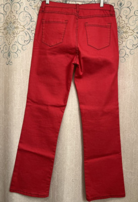 Diane Gilman DG2 Women's Red Thick Stitch Stretch Denim Jeans Size 10 (31''x31'')