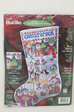 NIP Bucilla Christmas Stocking Kit with Floss Snowman Sampler Personalize 84638
