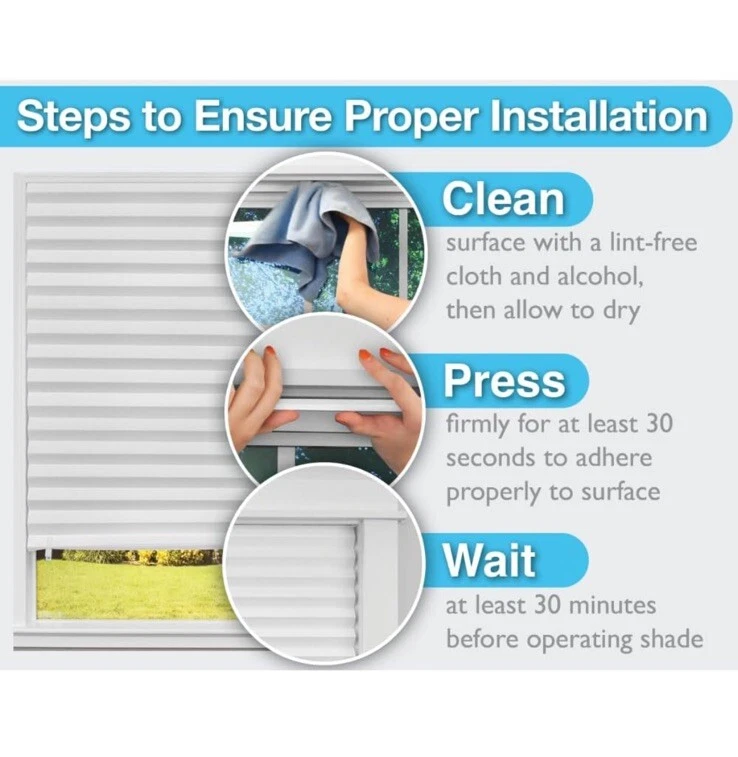 SINGLE Redi Shade Inc 1617201 Original Blackout Pleated Paper 36"W x 72"H Black - Image 4 of 4