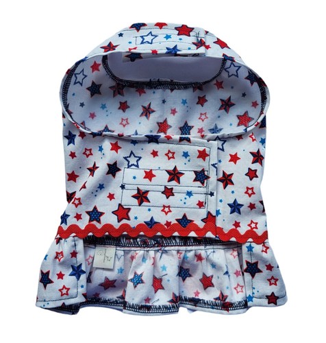 Red White & Blue Stars Patriotic Ruffled Dog Shirt Puppy Pet Clothes 4xs - XS - Picture 2 of 4