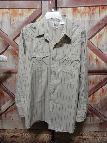 Ely Cattelman tall man Western pearl snap CowBoy shirt 17.5X36~EUC~Line dancing