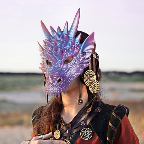 1PC Dragon Masquerade Mask Mask Masquerade Mask Cosplay Costume Clothing - Picture 9 of 12