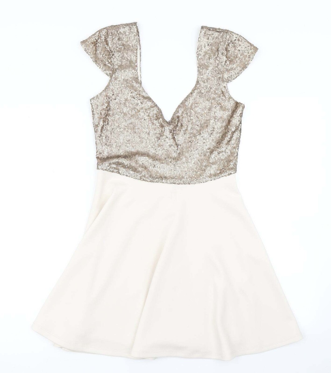 open lace back dress Superior Shine Glitter Lace-Up Skater Dress main image 1
