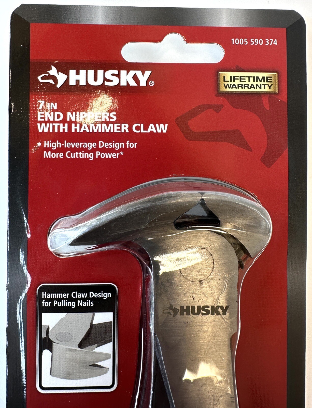 Husky 7 in End Nipper With Hammer Head Comfort Grip Handles Model 1005