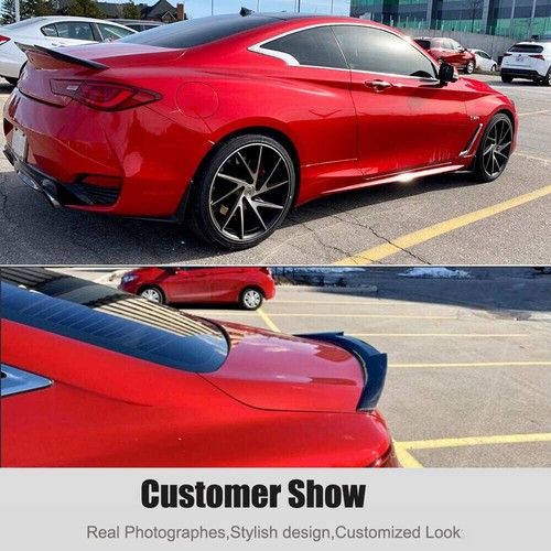 For Infiniti Q60 Q60S Coupe 2016-22 Real Carbon Rear Trunk Spoiler Lid Wing Lip - Picture 4 of 13