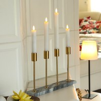 Stabkerzenhalter KerzenstäNder Mamoroptik Kerzenleuchter Advent Goldfarben Grau