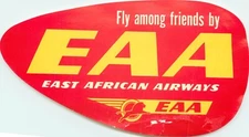 Fly Among Friends ~EAA - EAST AFRICAN AIRWAYS~ Vibrant Old Airline Luggage Label