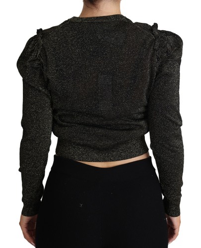 DOLCE & GABBANA Sweater Black Gold Cropped Women Pullover IT38 / US4 / XS - Picture 3 of 7