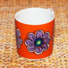 Petite tasse à café vintage Villeroy & Boch Septfontaines à fleurs fond orange
