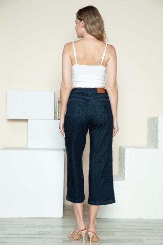 Judy Blue Full Size Side Seam Braid Detail Crop Wide Leg Jeans - Picture 17 of 33