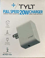 Tylt 20W Fast Charging Wall Full Speed Charger for Tablets, Mobile Phones White