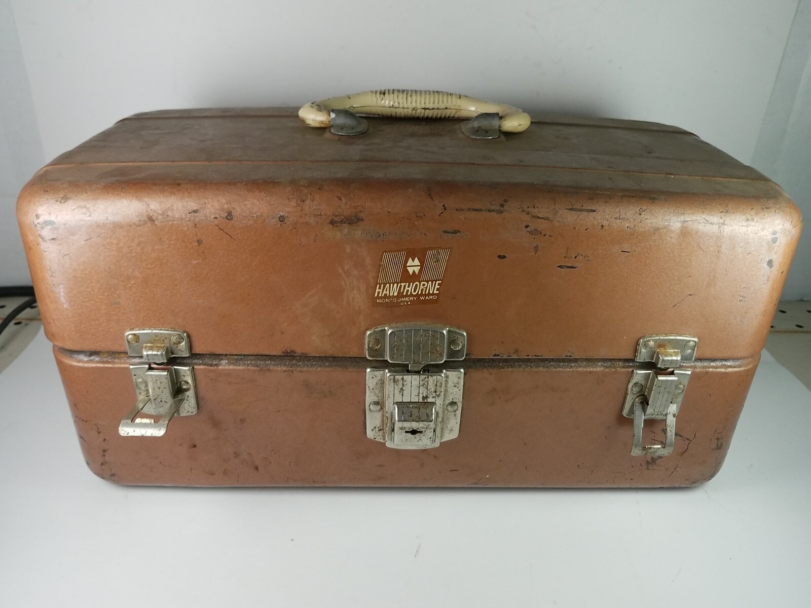 Hawthorne Montgomery Ward Steel Chest Metal Fishing Tackle Box eBay