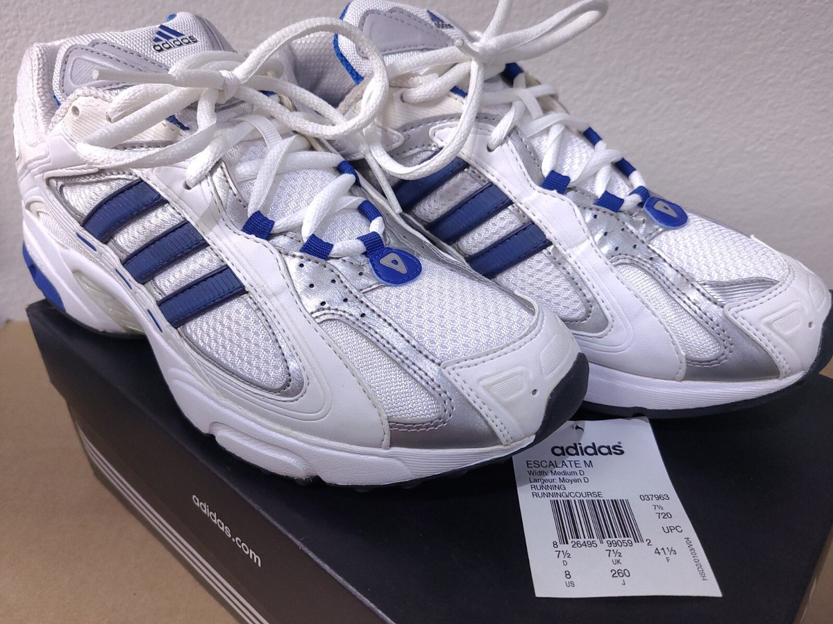 NEW Vintage adidas Escalate Size 8 White/Blue Running Shoes