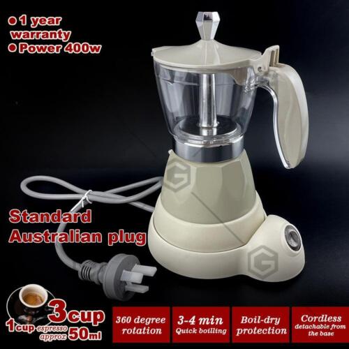 Electric Italian Espresso Moka Pot Coffee Maker & Coffee 3 Cups New - Picture 10 of 12