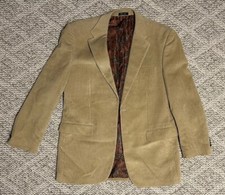 Lauren Ralph Lauren 42L Tan Corduroy Mens Sport Coat Jacket No Buttons