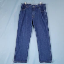 Rustler Men's Regular Fit Denim Pants Straight Leg Blue Size 38 x 29