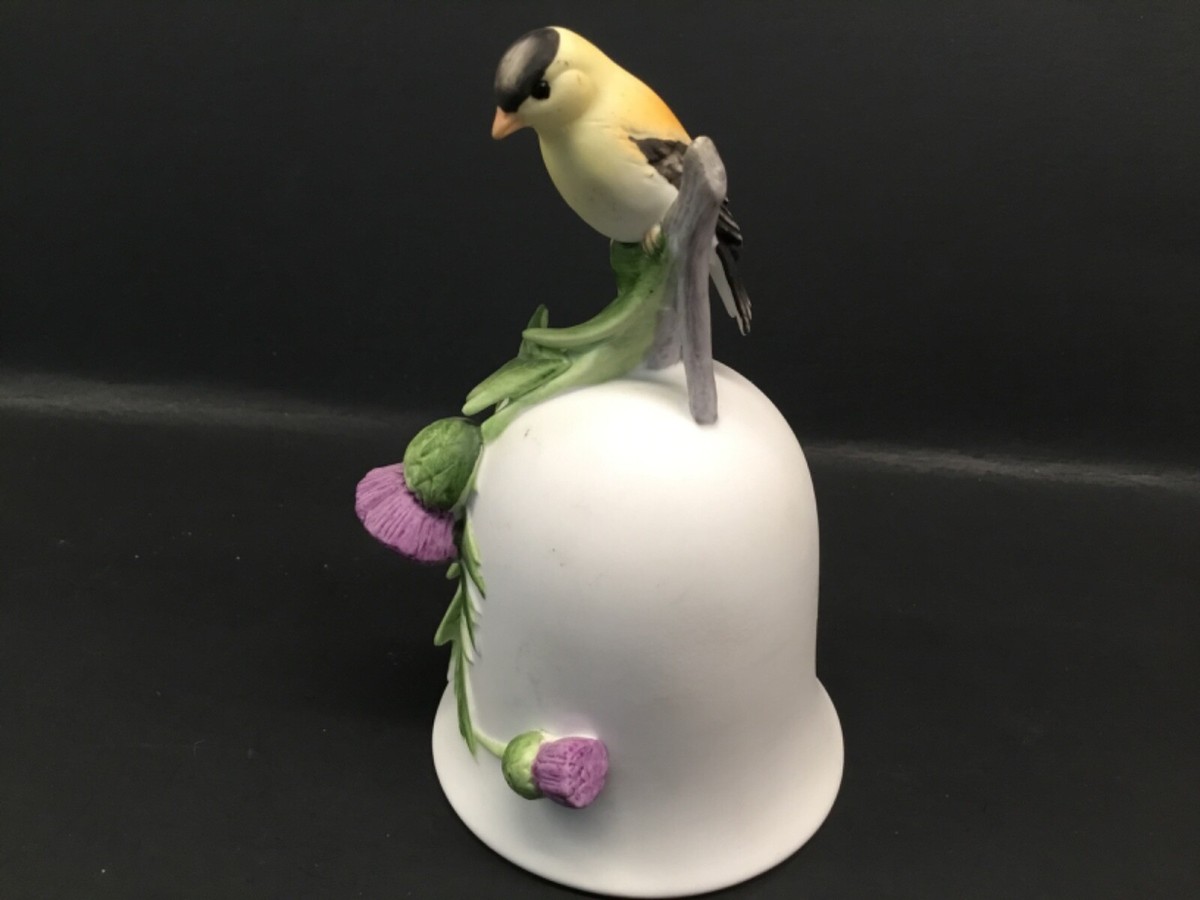 Otagiri Yellow Finch with Purple Thistle Bell Naturalist