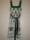 PRETTY Paper Doll Green Black Floral Tank Straps A Line Mid Dress w/ Tie 12 XS — photo 8