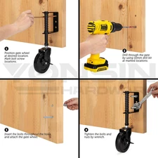 4" Heavy Duty Spring Loaded Gate Caster Wheel with Side Brake, Drag Gate Whee...