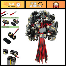 100 PCS T-Type 9 Volt Battery Connectors, Hard Plastic Shell, Durable Buckle Cli