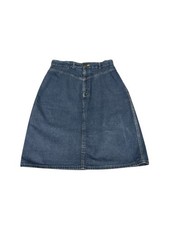 Vintage 90s chic blue denim midi skirt high waist Sz 16