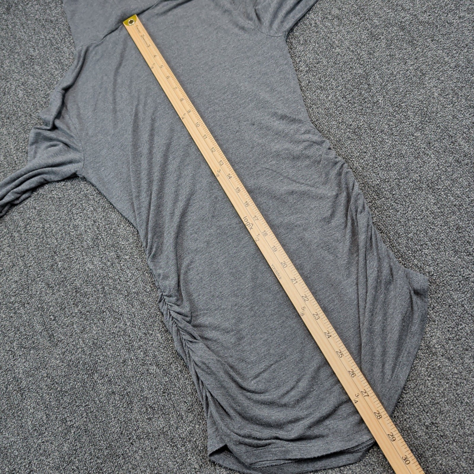 C. Wonder Minimalist Ruched Turtleneck S Grey Modal Stretch Long Sleeve Top image 7