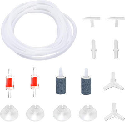 Aquarium Air Pump Accessories - 7 Feet Airline Tubing Standard with Grey Air Sto