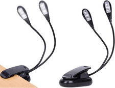 Clip On LED Music Stand Light Dual Arm USB Battery Operated 4 Brightness Levels