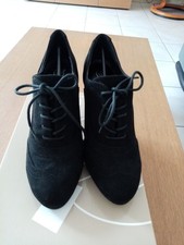 Chaussures femme lacets cheville boots derby talons hauts 8.5cm NEUVES NOIRES