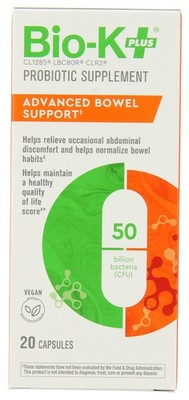 Advanced Bowel Support Probiotic Capsules By Bio-K Plus 20 Count