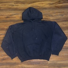 Vintage 90s Sun Faded Black Blank Hoodie Distressed Heavy Cotton Men  s 2XL Boxy