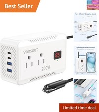 200W Car Power Inverter DC 12V to 110V AC Converter with PD 30W  15W Fast ...