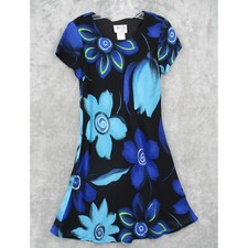 Vintage Jeffrey & Dara Dress 6 Petite Mini Retro Cottage Abstract Dark Floral