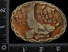 LI22150 NOS VINTAGE  THE RIGHT TO BEAR ARMS  EAGLE BELT BUCKLE