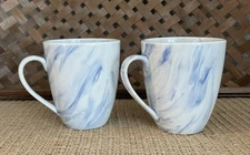 Elama Fine Marble Blue Coffee Mug Tea Cup Stoneware 12oz. Qty 2